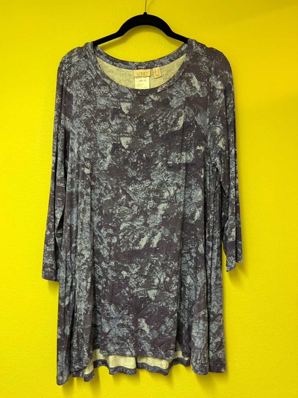 LOGO by Lori Goldstein Slate Blue Marbled Long Sleeve Tunic